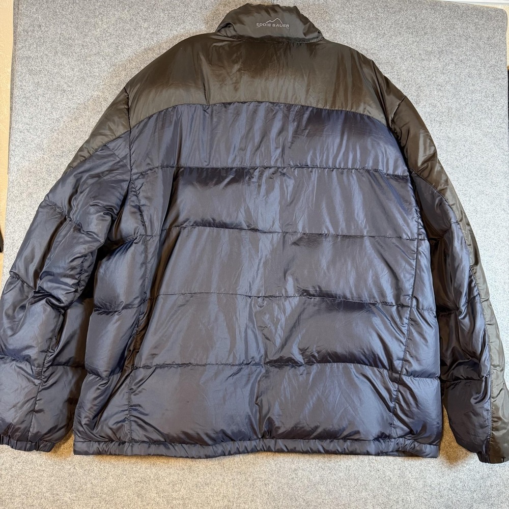 Eddie Bauer Jacket Mens 2XL Black Goose Down Puffer Full Zip Hooded Winter Coat - Picture 8 of 10